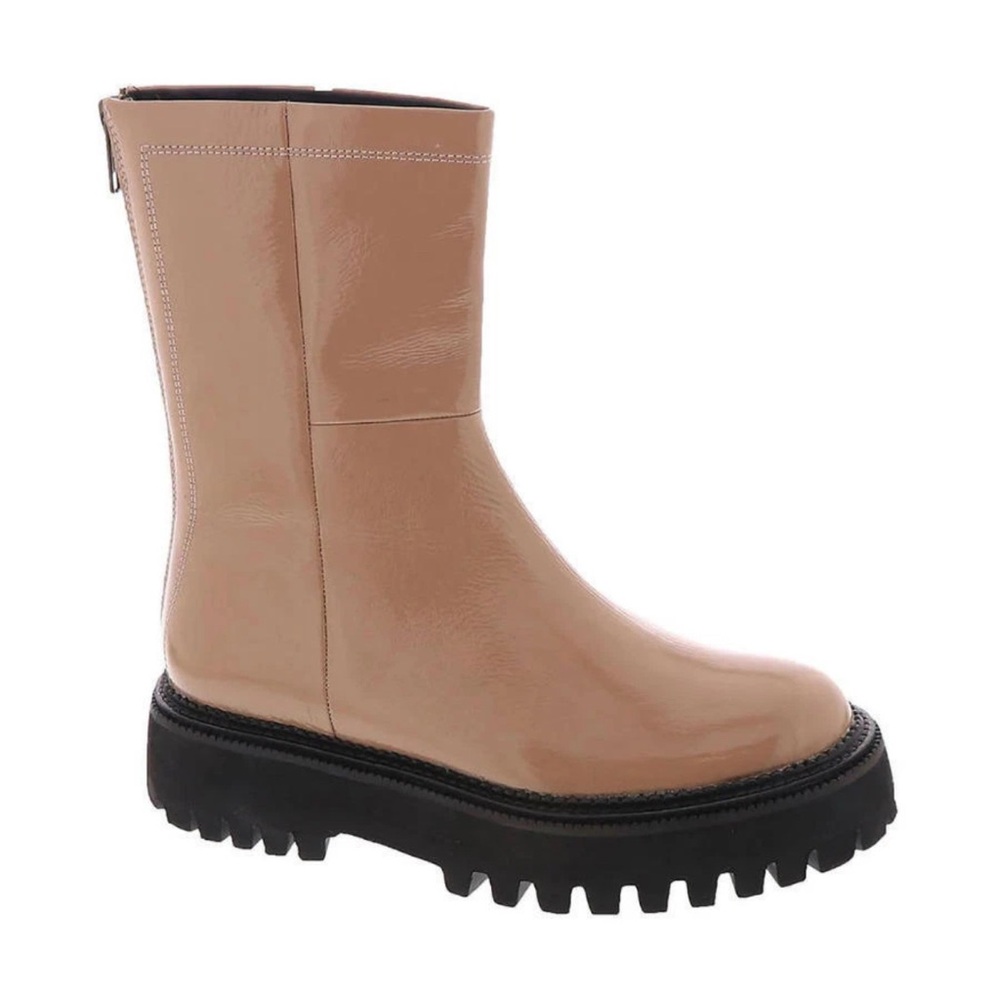 Seychelles Patent Leather Lug‎ Sole Boots Tan Size 8 NIB Modern Neutral